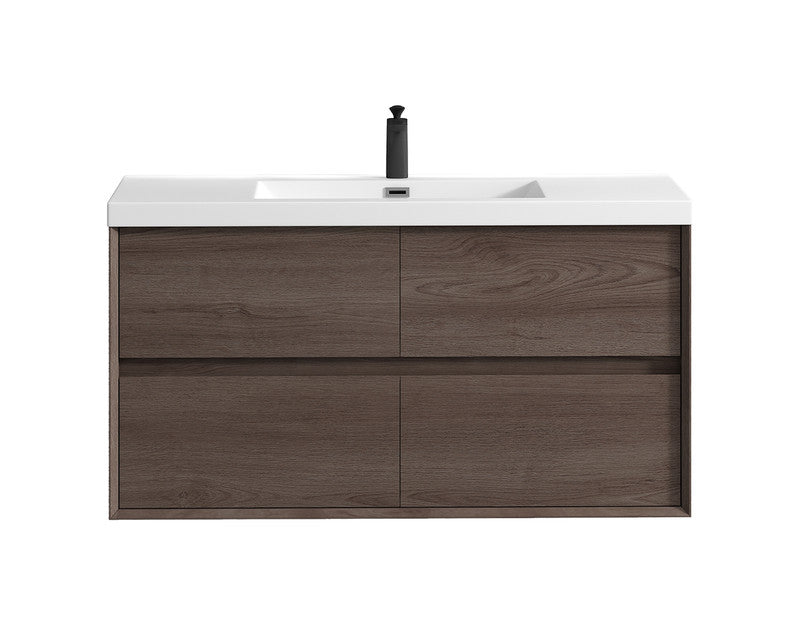 Kingdee 48" Wall Mounted Bathroom Vanity with Reinforced Acrylic Integrated Sink Top