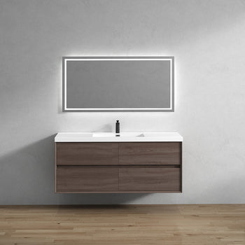 Kingdee 60" Wall Mounted Bathroom Vanity with Reinforced Acrylic Integrated Sink Top