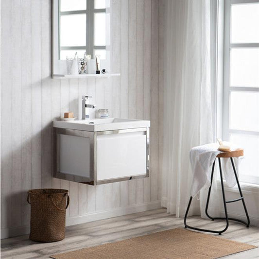 Lake 24" Wall Mounted Bathroom Vanity with Reinforced Acrylic Integrated Sink Top