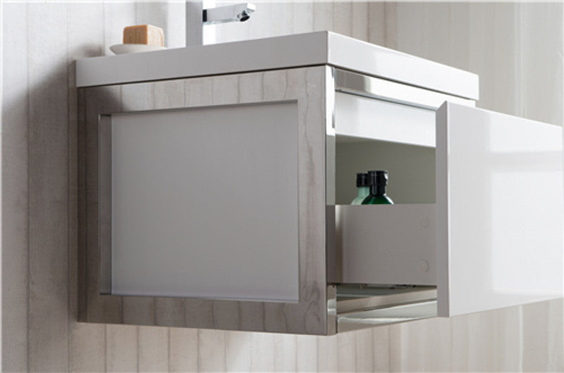 Lake 24" Wall Mounted Bathroom Vanity with Reinforced Acrylic Integrated Sink Top