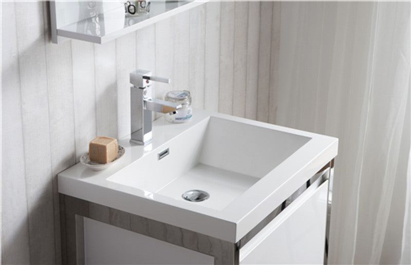 Lake 24" Wall Mounted Bathroom Vanity with Reinforced Acrylic Integrated Sink Top