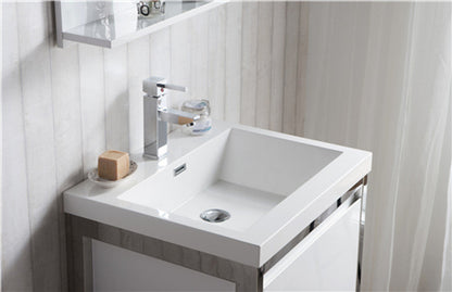 Lake 24" Wall Mounted Bathroom Vanity with Reinforced Acrylic Integrated Sink Top