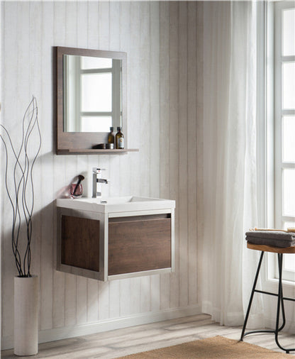 Lake 24" Wall Mounted Bathroom Vanity with Reinforced Acrylic Integrated Sink Top