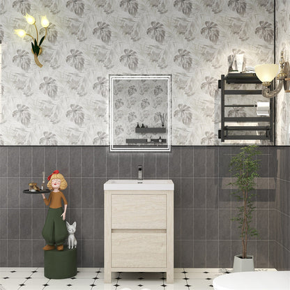 Louis 24" Freestanding Bathroom Vanity with Reinforced Acrylic Integrated Sink Top