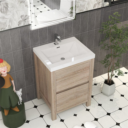 Louis 24" Freestanding Bathroom Vanity with Reinforced Acrylic Integrated Sink Top