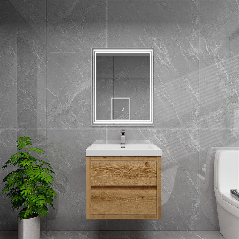 Louis 24" Wall Mounted Bathroom Vanity with Reinforced Acrylic Integrated Sink Top
