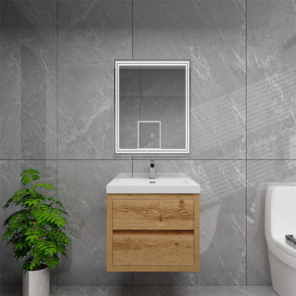 Louis 24" Wall Mounted Bathroom Vanity with Reinforced Acrylic Integrated Sink Top