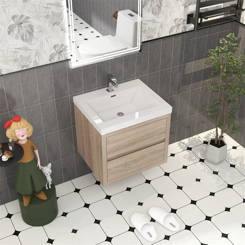 Louis 24" Wall Mounted Bathroom Vanity with Reinforced Acrylic Integrated Sink Top