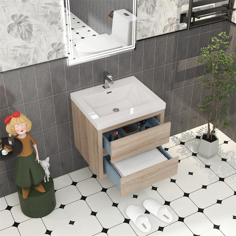 Louis 24" Wall Mounted Bathroom Vanity with Reinforced Acrylic Integrated Sink Top