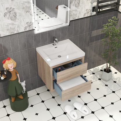 Louis 24" Wall Mounted Bathroom Vanity with Reinforced Acrylic Integrated Sink Top