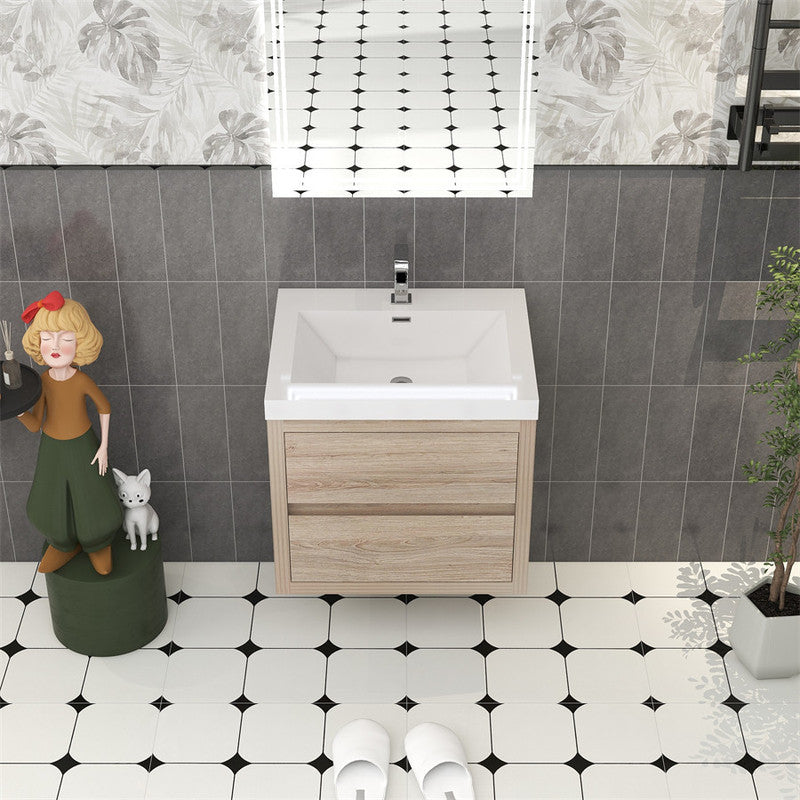 Louis 24" Wall Mounted Bathroom Vanity with Reinforced Acrylic Integrated Sink Top