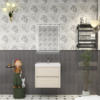 Louis 24" Wall Mounted Bathroom Vanity with Reinforced Acrylic Integrated Sink Top