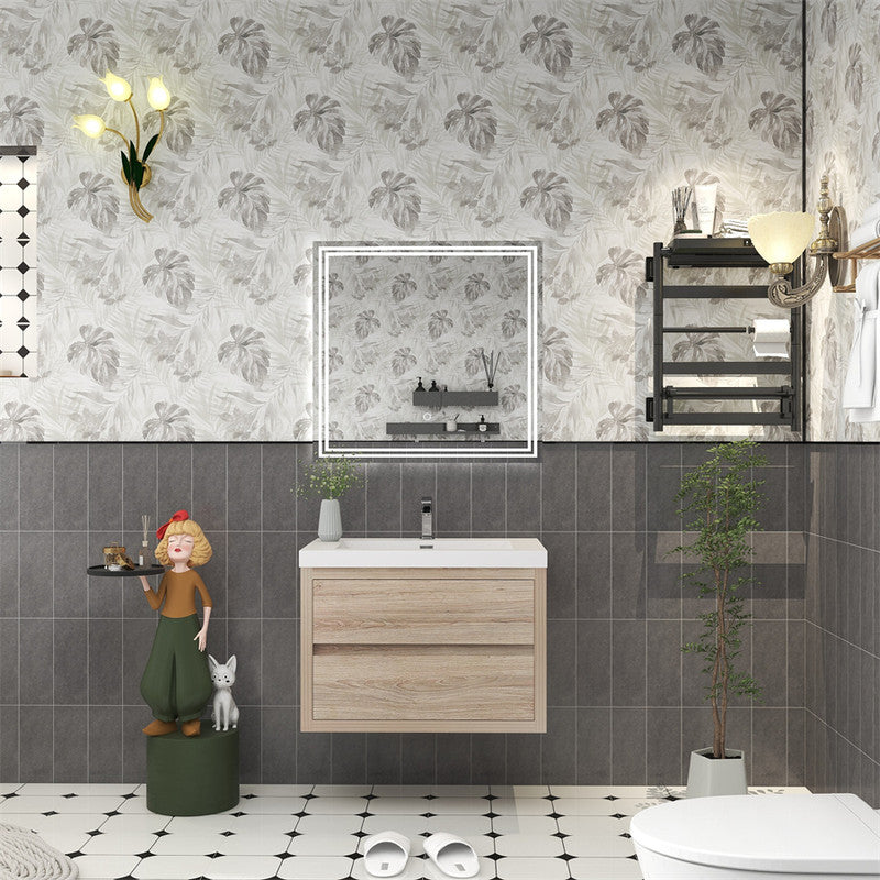 Louis 30" Wall Mounted Bathroom Vanity with Reinforced Acrylic Integrated Sink Top