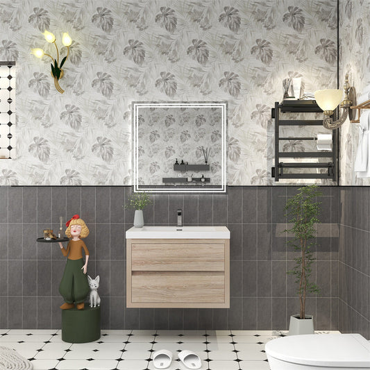Louis 30" Wall Mounted Bathroom Vanity with Reinforced Acrylic Integrated Sink Top