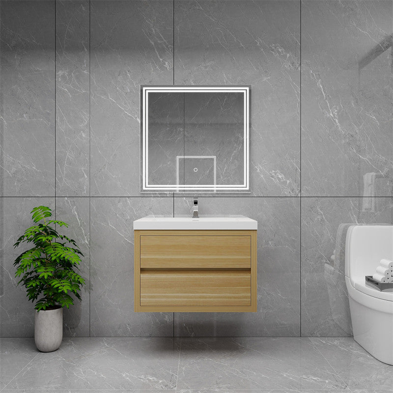 Louis 30" Wall Mounted Bathroom Vanity with Reinforced Acrylic Integrated Sink Top