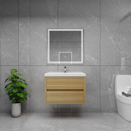 Louis 30" Wall Mounted Bathroom Vanity with Reinforced Acrylic Integrated Sink Top