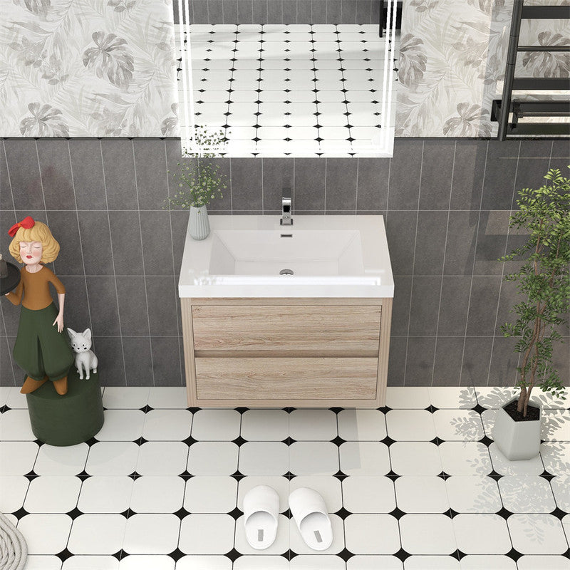 Louis 30" Wall Mounted Bathroom Vanity with Reinforced Acrylic Integrated Sink Top