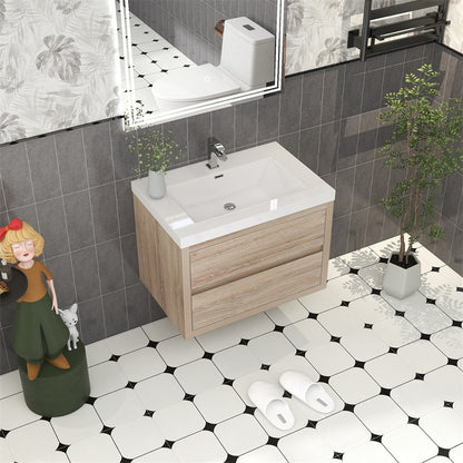 Louis 30" Wall Mounted Bathroom Vanity with Reinforced Acrylic Integrated Sink Top