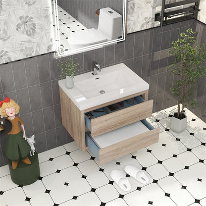 Louis 30" Wall Mounted Bathroom Vanity with Reinforced Acrylic Integrated Sink Top
