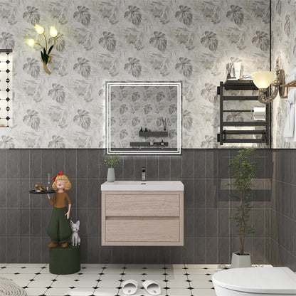 Louis 30" Wall Mounted Bathroom Vanity with Reinforced Acrylic Integrated Sink Top