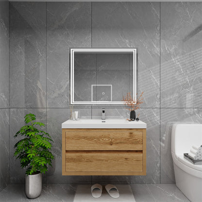 Louis 36" Wall Mounted Bathroom Vanity with Reinforced Acrylic Integrated Sink Top