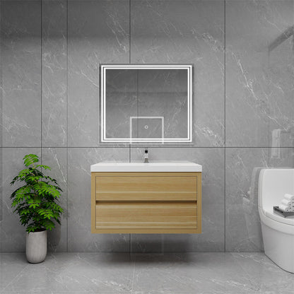 Louis 36" Wall Mounted Bathroom Vanity with Reinforced Acrylic Integrated Sink Top