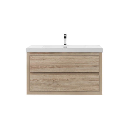 Louis 36" Wall Mounted Bathroom Vanity with Reinforced Acrylic Integrated Sink Top