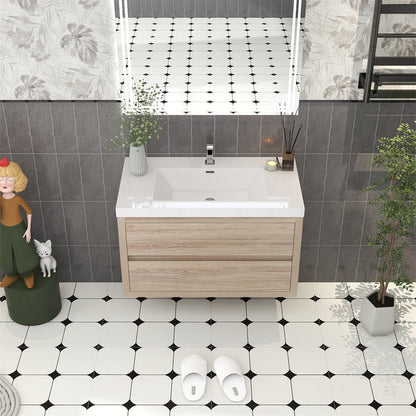 Louis 36" Wall Mounted Bathroom Vanity with Reinforced Acrylic Integrated Sink Top