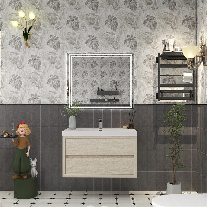 Louis 36" Wall Mounted Bathroom Vanity with Reinforced Acrylic Integrated Sink Top
