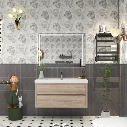 Louis 42" Wall Mounted Bathroom Vanity with Reinforced Acrylic Integrated Sink Top