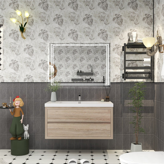 Louis 42" Wall Mounted Bathroom Vanity with Reinforced Acrylic Integrated Sink Top