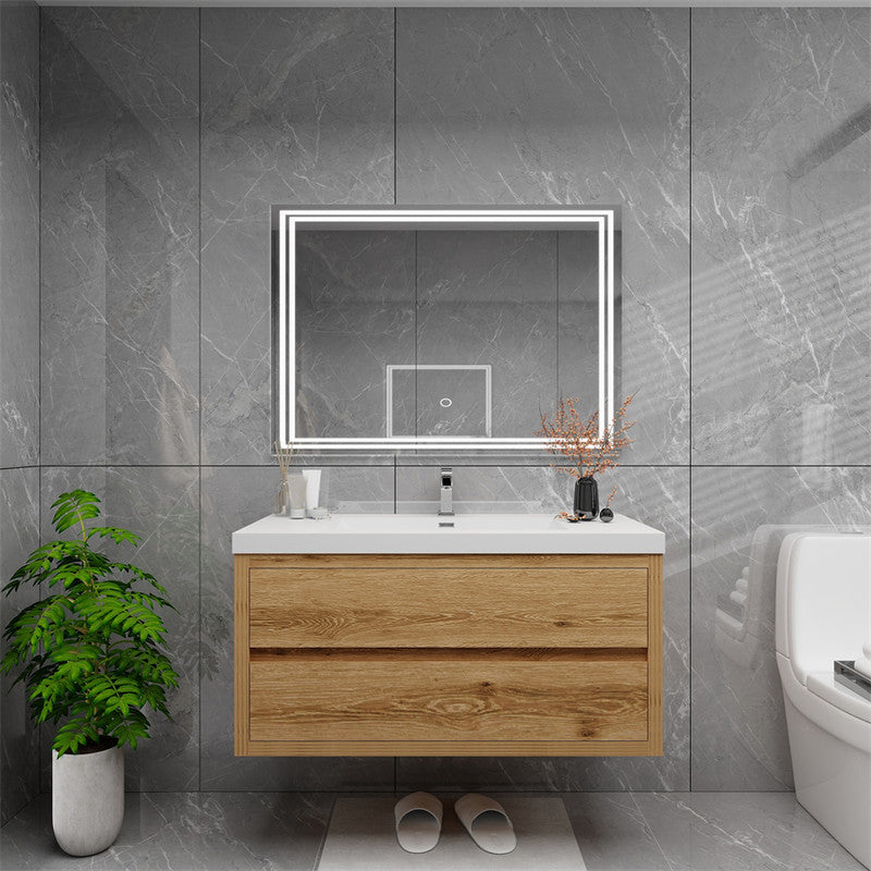 Louis 42" Wall Mounted Bathroom Vanity with Reinforced Acrylic Integrated Sink Top