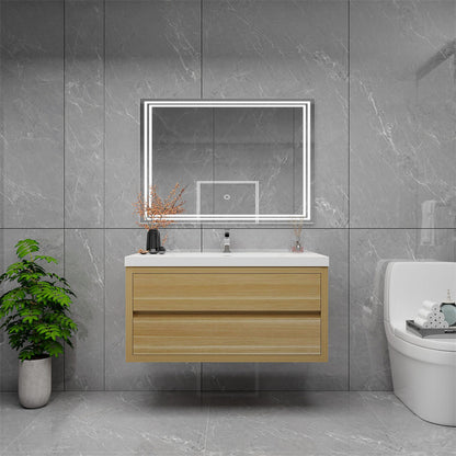 Louis 42" Wall Mounted Bathroom Vanity with Reinforced Acrylic Integrated Sink Top