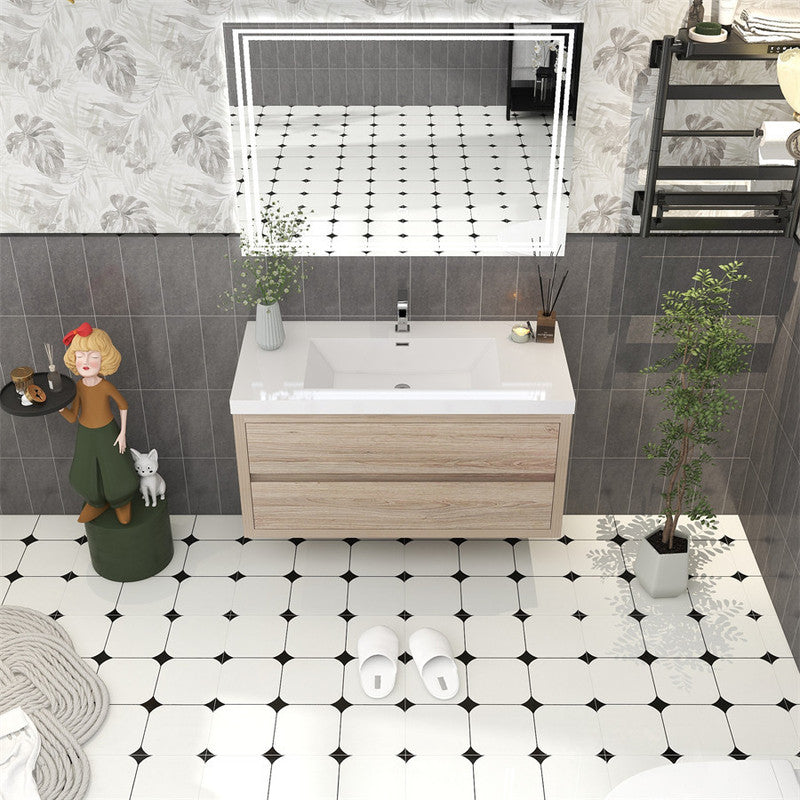 Louis 42" Wall Mounted Bathroom Vanity with Reinforced Acrylic Integrated Sink Top