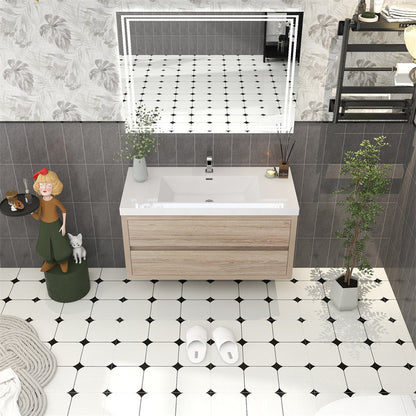 Louis 42" Wall Mounted Bathroom Vanity with Reinforced Acrylic Integrated Sink Top