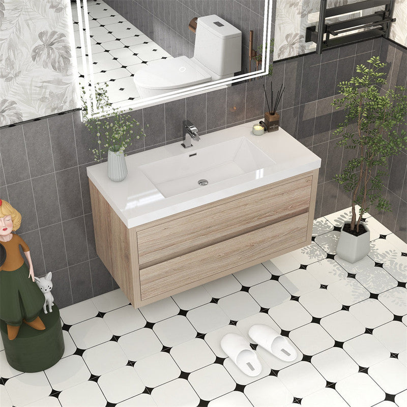 Louis 42" Wall Mounted Bathroom Vanity with Reinforced Acrylic Integrated Sink Top