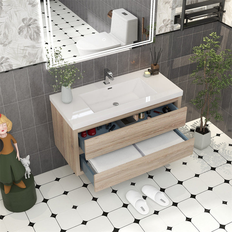 Louis 42" Wall Mounted Bathroom Vanity with Reinforced Acrylic Integrated Sink Top