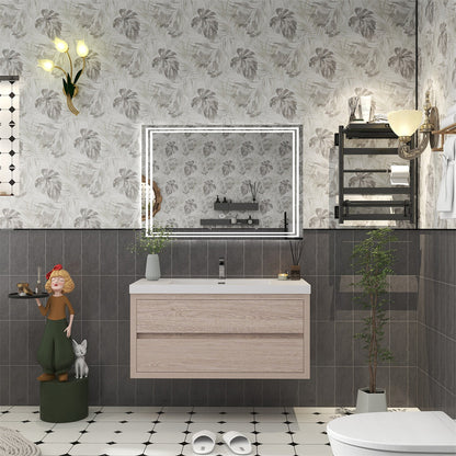 Louis 42" Wall Mounted Bathroom Vanity with Reinforced Acrylic Integrated Sink Top