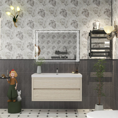 Louis 42" Wall Mounted Bathroom Vanity with Reinforced Acrylic Integrated Sink Top