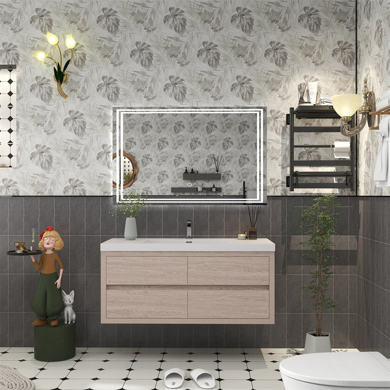 Louis 48" Wall Mounted Bathroom Vanity with Reinforced Acrylic Integrated Sink Top