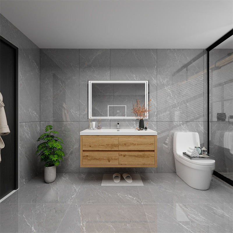 Louis 48" Wall Mounted Bathroom Vanity with Reinforced Acrylic Integrated Sink Top
