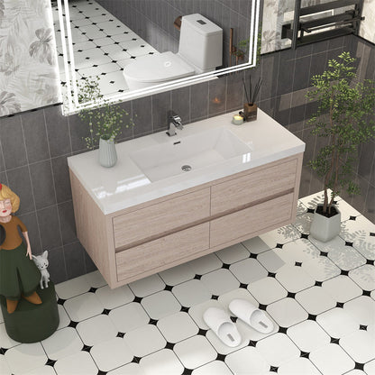 Louis 48" Wall Mounted Bathroom Vanity with Reinforced Acrylic Integrated Sink Top
