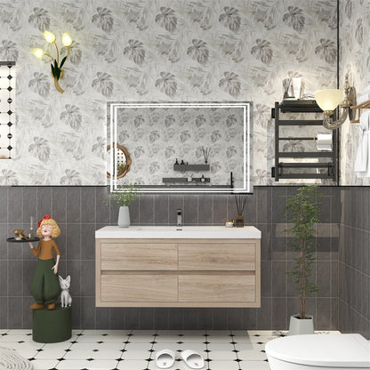 Louis 48" Wall Mounted Bathroom Vanity with Reinforced Acrylic Integrated Sink Top