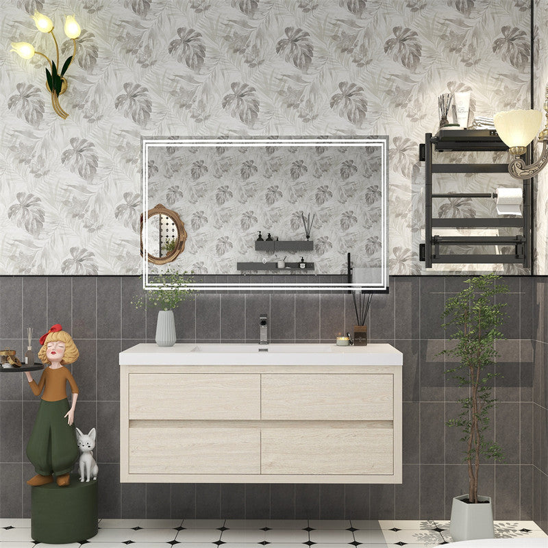 Louis 48" Wall Mounted Bathroom Vanity with Reinforced Acrylic Integrated Sink Top