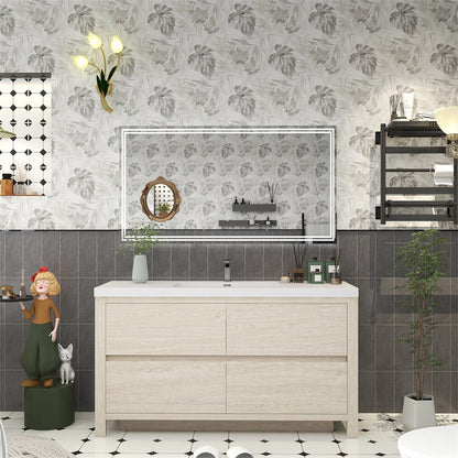 Louis 60" Freestanding Bathroom Vanity with Reinforced Acrylic Integrated Sink Top