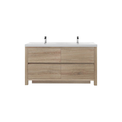 Louis 60" Freestanding Bathroom Vanity with Reinforced Acrylic Integrated Sink Top