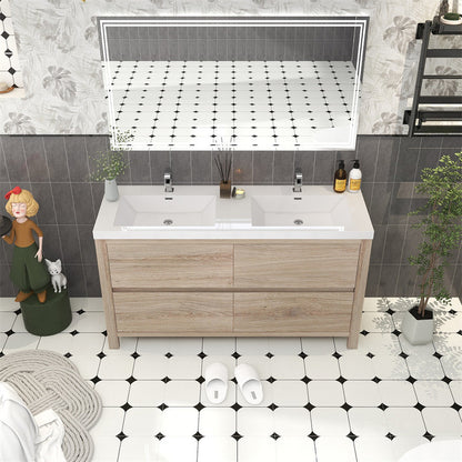 Louis 60" Freestanding Bathroom Vanity with Reinforced Acrylic Integrated Sink Top