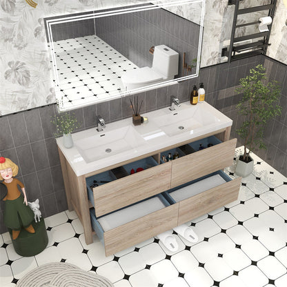 Louis 60" Freestanding Bathroom Vanity with Reinforced Acrylic Integrated Sink Top