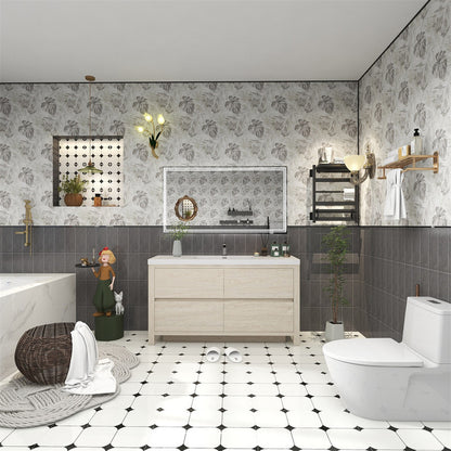 Louis 60" Freestanding Bathroom Vanity with Reinforced Acrylic Integrated Sink Top