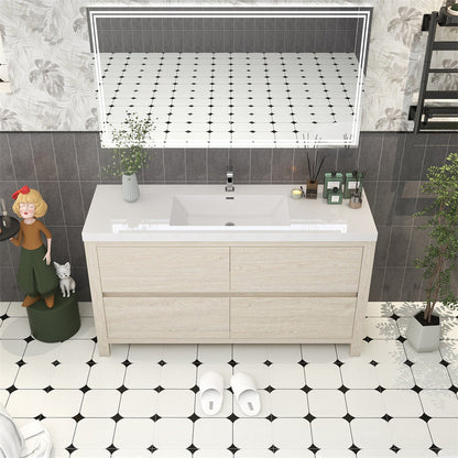 Louis 60" Freestanding Bathroom Vanity with Reinforced Acrylic Integrated Sink Top